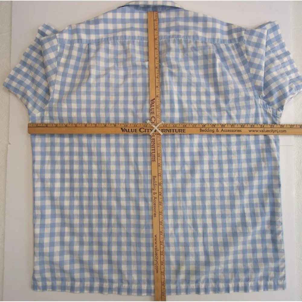 VTG Polo Ralph Lauren Caldwell Camp Collar Shirt Men's XL Gingham Blue White